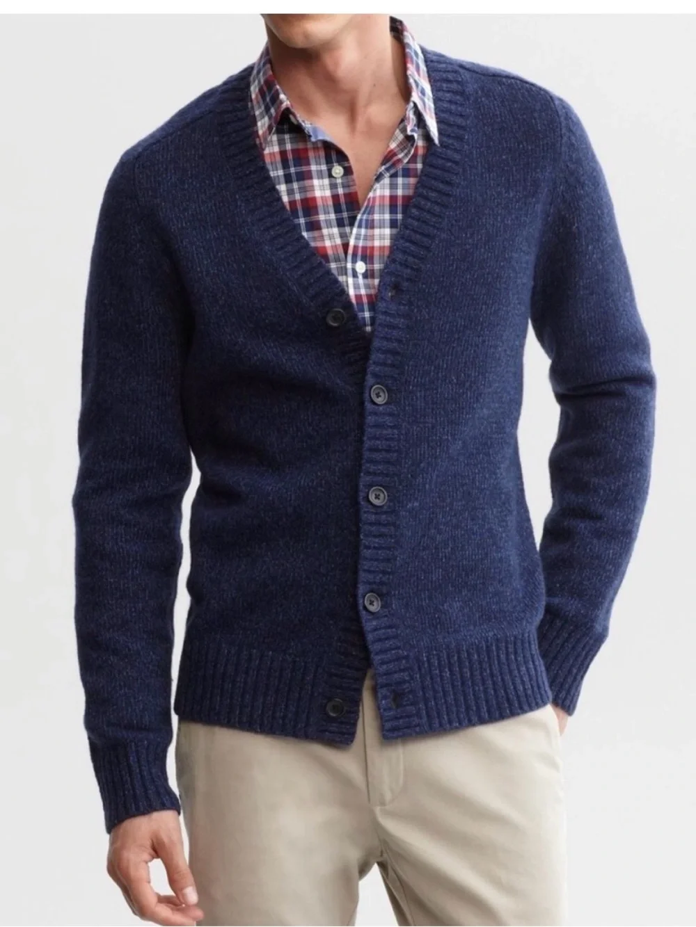 Banana Republic Navy V-Neck Button-Front Cardigan Wool blend Size S